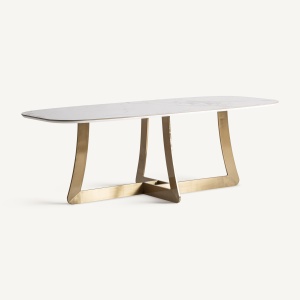 MASA DINING JUSSEY 220CM, DIN GRESIE PORTELANATA SI METAL, STIL ART DECO, VICAL HOME