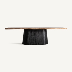 MASA DINING KNAITH 260CM, REALIZATA DIN LEMN DE MANGO SI SALCAM, REALIZAT MANUAL, FINISAJ NATUR/NEGRU, VICAL HOME