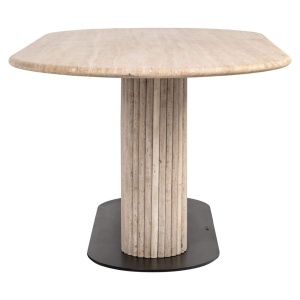 MASA DINING LA CANTERA BEIGE, 213519, 200CM, CONFECTIONATA DIN TRAVERTIN SI METAL, BEJ/NEGRU, STIL MODERN - Img 3