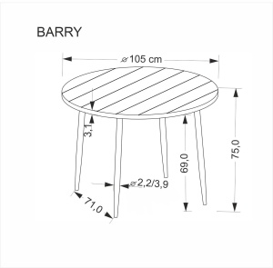 MASA DINING/LIVING BARRY fi105/75, NUC/NEGRU, BLAT DIN PLACA DE MDF SI PICIOR DIN METAL, STIL MODERN - Img 7