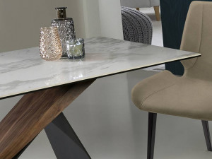 MASA DINING, NOA 180CM, 742350, METAL, LEMN DE NUC SI PORTELAN SI STICLA, DESIGN MODERN - Img 8