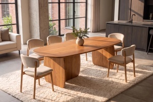 MASA DINING NOA, OVALA 240CM, REALIZATA DIN LEMN DE SALCAM, CULOARE MARO - Img 10