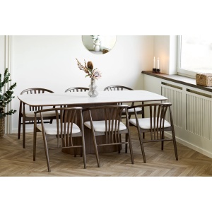 MASA DINING NOLI 90x200x76 cm, REALIZATA DIN FURNIR, CERAMICA, CULOARE MARMURA/MARO, HOUSE NORDIC - Img 2