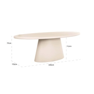 MASA DINING OVALA CLAYTON, 220 CM, BEJ, DIN MDF SI ECO PLASTER, RICHMOND INTERIORS - Img 5