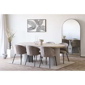 MASA DINING SOLVA 100x220x75 cm, REALIZATA DIN LEMN DE FRASIN SI MDF, CULOARE ALB/NISIPIU, HOUSE NORDIC - Img 2