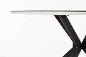 MASA DINING STIL AVELAR, NEGRU/ALB, 120 CM, DIN STICLA, MDF SI METAL, STIL MODERN - Img 5