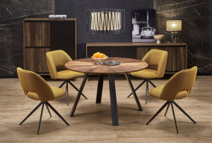 MASA DINING STIL DANILO, NUC/NEGRU, 120 CM, DIN FURNIR NATURAL SI METAL, STIL MODERN