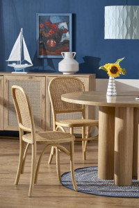 MASA DINING STIL ELEFANTE, STEJAR NATURAL, 120 CM, DIN MDF SI FURNIR NATURAL, STIL MODERN - Img 6