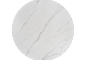 MASA DINING STIL REGINALD, 120 CM, EFECT DE MARMURA ALBA/CROM, BLAT DIN MARMURA SI PICIOARE DIN METAL, STIL MODERN - Img 2