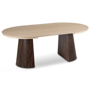 MASA EXTENSIBILA 120/200CM, ARTIM MEBLE, REALIZATA DIN MDF, CULOARE TRAVERTIN/NUC, STIL MODERN - Img 5
