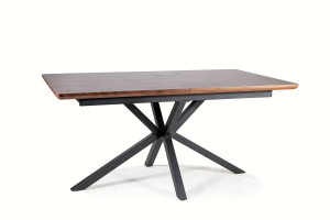 MASA EXTENSIBILA 160/200 CM, NUC/NEGRU MAT, BLAT DIN MDF SI PICIOARE DIN METAL, STIL MODERN - Img 7