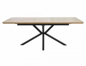 MASA EXTENSIBILA 160/200 CM, STEJAR/NEGRU MAT, BLAT DIN MDF SI PICIOARE DIN METAL, STIL MODERN - Img 4