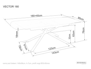 MASA EXTENSIBILA 180(220)X90, VECTOR, NEGRU MAT, CU BLAT DIN CERAMICA, STIL MODERN - Img 6
