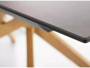 MASA EXTENSIBILA 180/230 CM, EFECT DE MARMURA MARO/STEJAR, DIN STICLA SECURIZATA, CERAMICA SI LEMN, STIL MODERN - Img 4