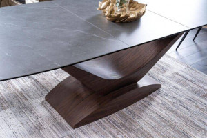 MASA EXTENSIBILA,, 180/240 CM, EFECT DE MARMURA GRI/NUC, DIN STICLA SECURIZATA, CERAMICA SI MDF, STIL MODERN - Img 4