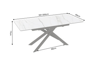 MASA EXTENSIBILA ALPINE 160-200CM, REALIZATA DIN METAL SI BLAT MDF SI CERAMICA, DE CULOARE MARMURA - Img 5