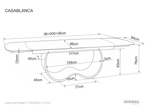 MASA EXTENSIBILA, CASABLANCA 198/274CM, BEJ LUCIOS/CUPRU, BLAT DIN STICLA, CERAMICA SI METAL, STIL MODERN - Img 6