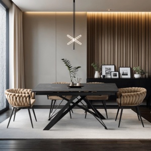 MASA EXTENSIBILA DIN CERAMICA 160-240CM, ARTIM MEBLE, CULOARE MARMURA NEAGRA, STIL MODERN