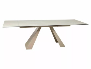 MASA EXTENSIBILA DINING, CULOARE TRAVERTIN/CASMIR , 160/240 CM, DIN STICLA SECURIZATA, CERAMICA SI METAL, STIL MODERN - Img 7