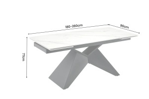 MASA EXTENSIBILA DINING DIAMOND 180/220/260CM, REALIZATA DIN METAL SI CERAMICA, CU ASPECT DE MARMURA SI CULOARE NEAGRA - Img 2