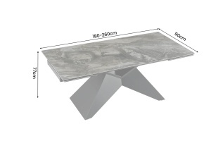 MASA EXTENSIBILA DINING DIAMOND 180/220/260CM, REALIZATA DIN METAL SI CERAMICA, CU ASPECT DE TAUPE SI CULOARE NEAGRA - Img 6