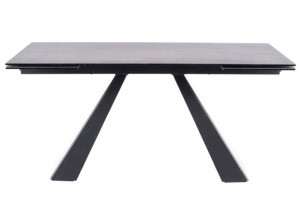 MASA EXTENSIBILA DINING, GRI/NEGRU MAT, 120/180 CM, DIN STICLA SECURIZATA, CERAMICA SPANIOLA SI METAL, STIL MODERN - Img 2