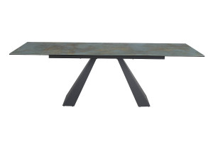 MASA EXTENSIBILA DINING, OSSIDO, TURCOAZ/NEGRU, 160/240 CM, STICLA SECURIZATA, CERAMICA ITALIANA SI METAL, STIL MODERN - Img 7