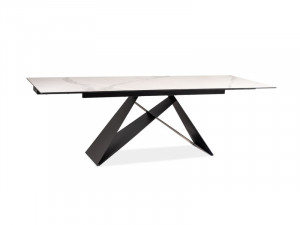 MASA EXTENSIBILA, EFECT DE MARMURA ALBA/NEGRU, 160/240 CM, STICLA, CERAMICA ITALIANA SI METAL, STIL MODERN - Img 2