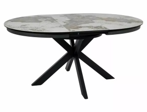 MASA EXTENSIBILA PENTRU DINING, 120/160, ALB LUCIOS/NEGRU, CONFECTIONATA DIN CERAMICA PANDORO, STICLA SECURIZATA SI METAL - Img 3
