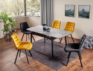 MASA EXTENSIBILA SENTO, 120/180 CM, GRI/NEGRU MAT, DIN CERAMICA SI METAL, STIL MODERN - Img 2