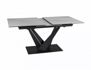 MASA EXTENSIBILA SORENTO, 160/220 CM, EFECT DE MARMURA ALBA/NEGRU MAT, DIN STICLA SECURIZATA, CERAMICA SI METAL, STIL MODERN - Img 4