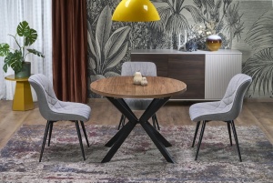 MASA EXTENSIBILA STIL PERONI, 100/250 CM, NUC/NEGRU, DIN PAL LAMINAT SI METAL, STIL MODERN