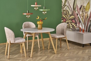 MASA EXTENSIBILA STIL RUBEN, 102/142 CM, CASMIR/NATURAL, DIN PAL LAMINAT SI LEMN MASIV DE FAG, STIL MODERN