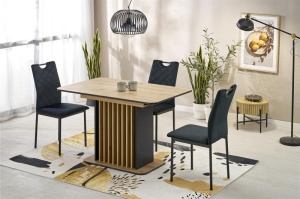 MASA EXTENSIBILA WILSON, 120/158 CM, STEJAR ARTISAN/NEGRU, DIN PAL LAMINAT, STIL MODERN