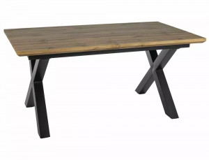 MASA EXTENSIBILA XAVIERO II, 160/240 CM, STEJAR ARTISAN/NEGRU, BLAT DIN MDF SI PICIOARE DIN METAL, STIL MODERN - Img 5