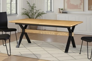 MASA EXTESIBILA DE MARI DIMENSIUNI, GIANT 180- 300CM, FURNIR LEMN DE STEJAR SI METAL, ASPECT STEJAR, ARTIM GROUP SELECTION