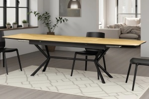 MASA EXTESIBILA DE MARI DIMENSIUNI, GRANDEZZA 180- 270CM, FURNIR LEMN DE STEJAR SI METAL, ASPECT STEJAR, ARTIM GROUP SELECTION