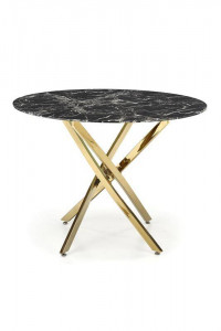 MASA LIVING RAYMOND 2, EFECT DE MARMURA NEAGRA/AURIU, 100 CM, BLAT DIN STICLA SI PICIOARE DIN METAL, STIL MODERN - Img 2
