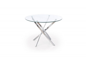 MASA LIVING RAYMOND, TRANSPARENT/CROM, 100 CM, BLAT DIN STICLA SI PICIOARE DIN METAL, STIL MODERN, HALMAR - Img 2