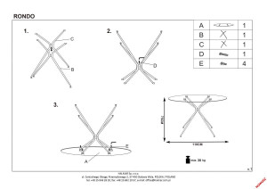 MASA LIVING RONDO, TRANSPARENT/AURIU, 110 CM, BLAT DIN STICLA SI PICIOARE DIN METAL, STIL MODERN, HALMAR - Img 3