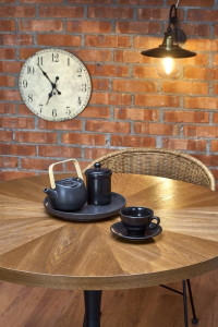 MASA LIVING STIL CARMELO, NUC/NEGRU, 100 CM, BLAT DIN MDF SI PICIOR DIN METAL, STIL CLASIC - Img 2