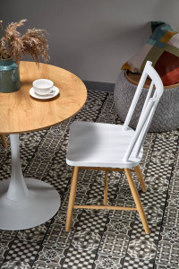 MASA LIVING STIL STING, STEJAR AURIU/ALB, 80 CM, BLAT DIN MDF SI PICIOR DIN METAL, STIL MODERN - Img 3