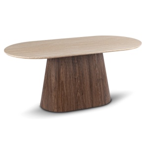 MASA OVALA 180CM, ARTIM MEBLE, REALIZATA DIN MDF, CULOARE TRAVERTIN/NUC, STIL MODERN - Img 9