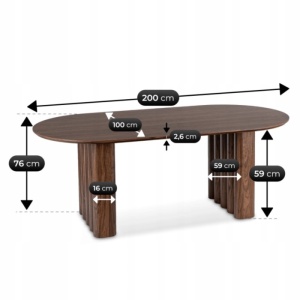 MASA OVALA 200CM, ARTIM MEBLE, REALIZATA DIN MDF, CULOARE NUC, STIL MODERN - Img 10