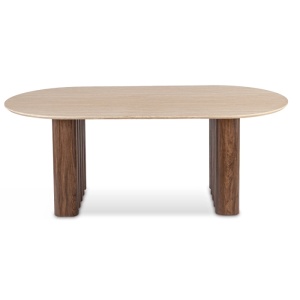 MASA OVALA 200CM, ARTIM MEBLE, REALIZATA DIN MDF, CULOARE TRAVERTIN/NUC, STIL MODERN - Img 9