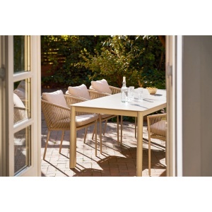 MASA PENTRU TERASA ALCUDIA 200CM, REALIZATA DIN ALUMINIU SI PIATRA SINTERIZATA, CULOARE NISIPIU, HOUSE NORDIC - Img 5