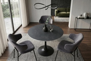 MASA ROTUNDA PENTRU LIVING LYON 80CM, DIN METAL SI CERAMICA, CULOARE GRI/NEGRU, INVICTA INTERIOR - Img 5
