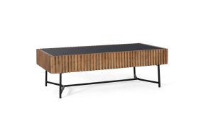 MASUTA CAFEA LOTUS 120CM, REALIZATA DIN LEMN DE MANGO SI METAL, CULOARE NATUR/NEGRU, GINER Y COLOMER