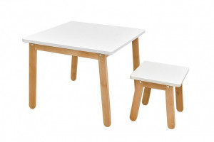 MASUTA CU SCAUNEL WOODY ALB PUR PENTRU CAMERA BEBELUS DESIGN MODERN BA - Img 3