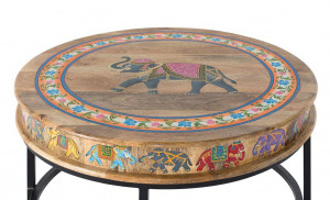 MASUTA DE CAFEA, 1451, NATURAL/MULTICOLOR, DIN LEMN DE MANGO SI METAL, STIL RETRO - Img 3